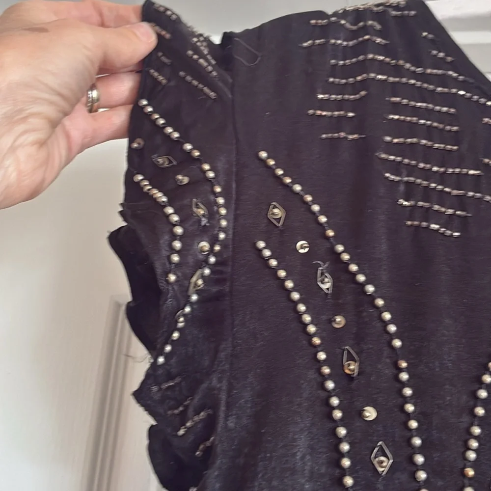 Free People Shine Like The Stars Beaded Mini Dress Size M - Picture 9 of 14